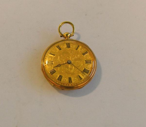  Orologio da taschino, Svizzera fine sec XIX, in oro giallo 