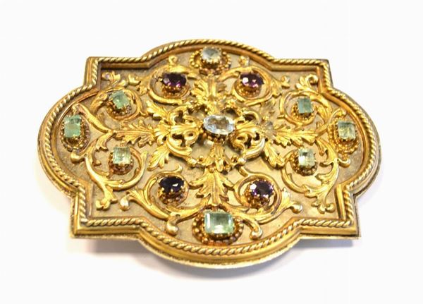  Fibbia in argento e pietre  