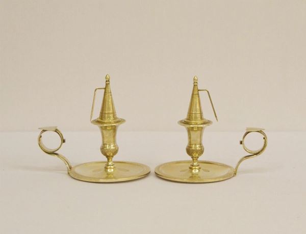  Coppia di bugie, sec. XX,  in argento,   - Asta Decorazione di interni - Poggio Bracciolini Casa d'Aste