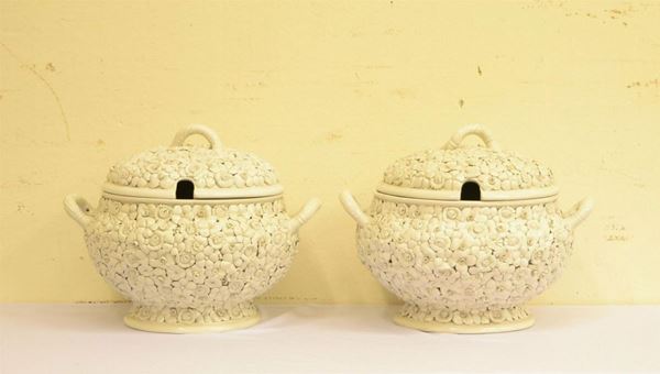  Coppia di zuppiere, sec. XX,  in ceramica, manifattura Antonio Zen 9, 