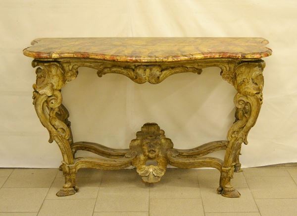  Consolle, Italia centrale, sec. XVIII,  in legno laccato e lavorato