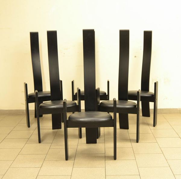  Sei sedie GOLEM, design Vico Magistretti, 