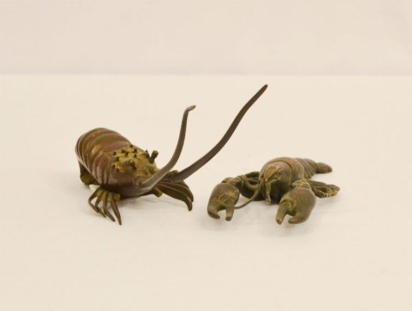  Due sculture, sec. XX,  in bronzo,