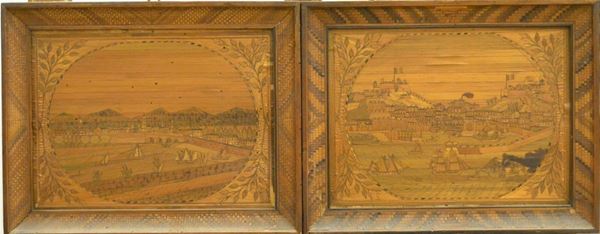  Due intarsi, sec. XX,  su legno, 