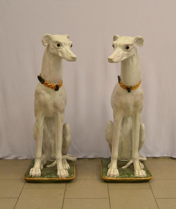  Due sculture, sec. XX,  in ceramica, 