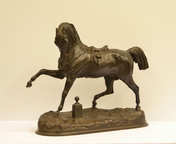  Scultura, sec. XIX,  in ferro brunito, 