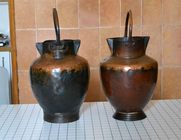  Due mezzine, sec. XVIII,  in rame,  - Asta Decorazione di interni - Poggio Bracciolini Casa d'Aste
