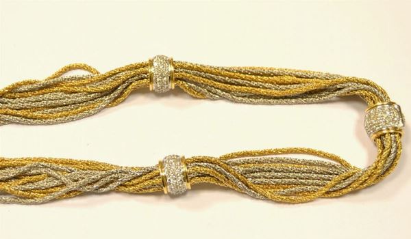  Collana in oro giallo, oro bianco e diamanti 