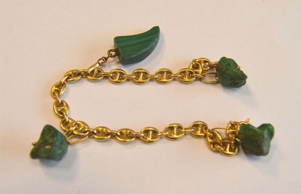  Bracciale in oro giallo e malachite  