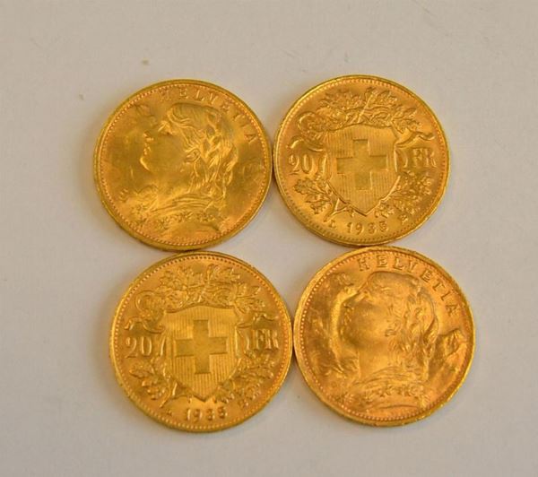  Quattro monete in oro   - Asta Gioielli, Argenti, Arredi, Dipinti e Oggetti d'arte - Poggio Bracciolini Casa d'Aste