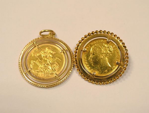  Due monete Sterline in oro 