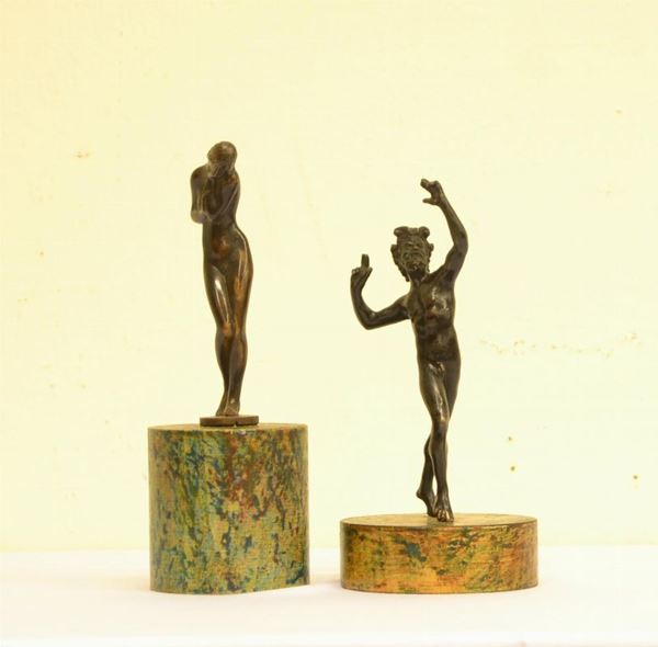  Due sculture, metÃ  sec. XX,  in bronzo,raffiguranti  - Asta Gioielli, Argenti, Arredi, Dipinti e Oggetti d'arte - Poggio Bracciolini Casa d'Aste