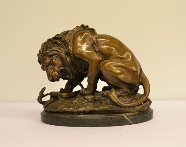  Scultura, Francia, sec. XIX,  in bronzo a patina policroma,           
