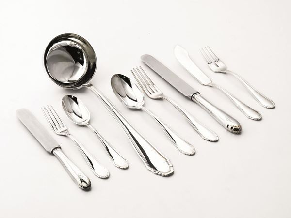   Servito di posate, sec. XX   - Asta Gioielli, Argenti, Arredi, Dipinti e Oggetti d'arte - Poggio Bracciolini Casa d'Aste