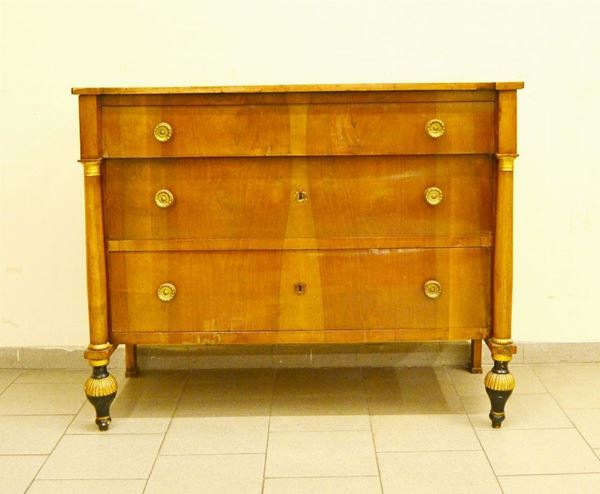 Cassettone, Impero, fine sec. XIX,  in noce, 
