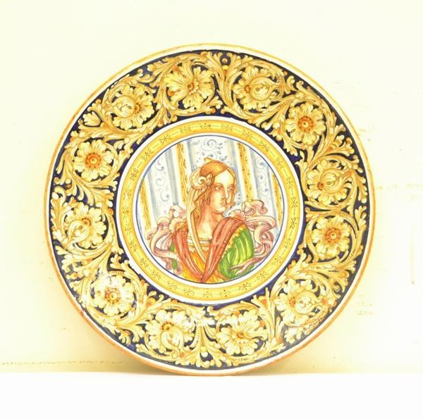   Piatto da parete, in stile 700,  in terracotta smaltata, 