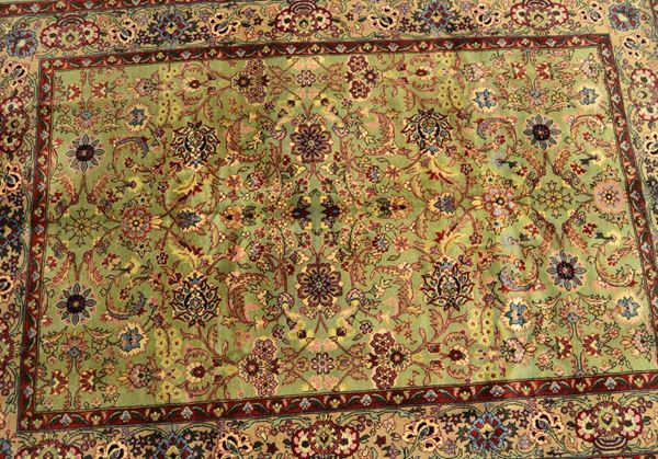  Tappeto orientale, stile Kirman,  fondo verde 