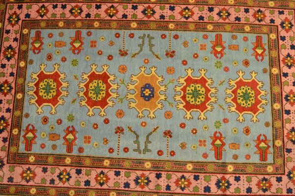 Tappeto samarkanda,  di vecchia manifattura, fondo azzurro