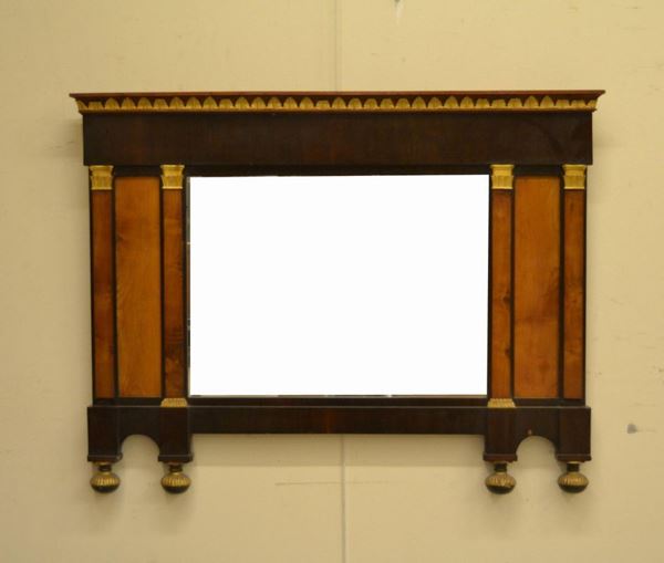  Specchiera, Impero, sec. XIX,  in noce e acero,   - Asta Gioielli, Argenti, Arredi, Dipinti e Oggetti d'arte - Poggio Bracciolini Casa d'Aste