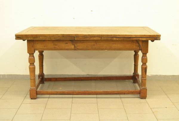  Tavolo, Toscana, sec. XIX,  in frutto, prolunghe   - Asta Gioielli, Argenti, Arredi, Dipinti e Oggetti d'arte - Poggio Bracciolini Casa d'Aste