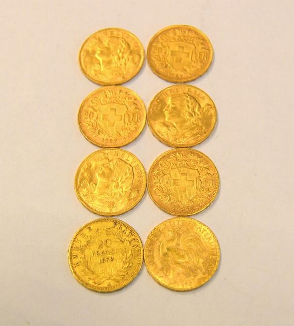  Sei monete in oro 900/100   - Asta Antiquariato, collezionismo e gioielli - Poggio Bracciolini Casa d'Aste