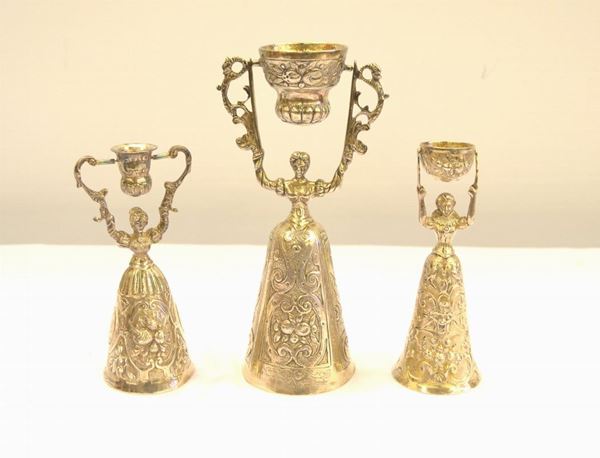   Tre  coppe dell'amore, Wager Cup, Germania fine sec. XIX  ,                   - Asta Antiquariato, collezionismo e gioielli - Poggio Bracciolini Casa d'Aste