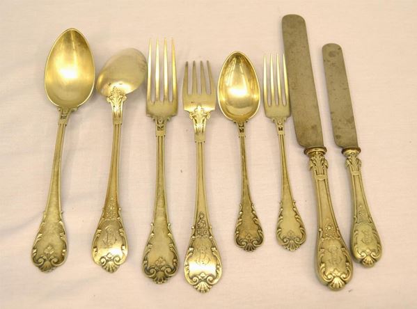  Servito di posate in argento,                                                 - Asta Antiquariato, collezionismo e gioielli - Poggio Bracciolini Casa d'Aste