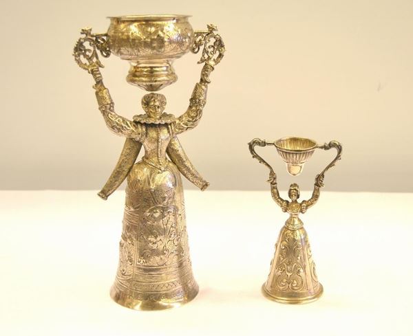  Due  coppe dell'amore, Wager Cup, Germania fine sec. XIX ,    - Asta Antiquariato, collezionismo e gioielli - Poggio Bracciolini Casa d'Aste