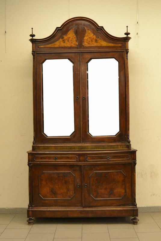  Vetrina a due corpi, sec. XIX,  in mogano,   - Asta Antiquariato, collezionismo e gioielli - Poggio Bracciolini Casa d'Aste