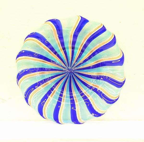  Vassoio, sec. XX,  in vetro di Murano colorato   - Asta Antiquariato, collezionismo e gioielli - Poggio Bracciolini Casa d'Aste