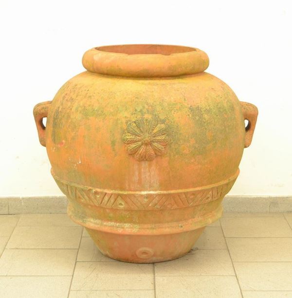  Orcio, sec. XX,  in terracotta, con stemma e 