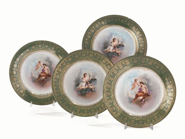   QUATTRO PIATTI, MANIFATTURA DI VIENNA, SECOLO XIX   - Asta Antiquariato, collezionismo e gioielli - Poggio Bracciolini Casa d'Aste