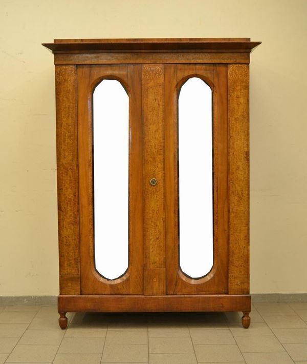  Vetrina, Biedermeier,  in radica intarsiata, due sportelli 