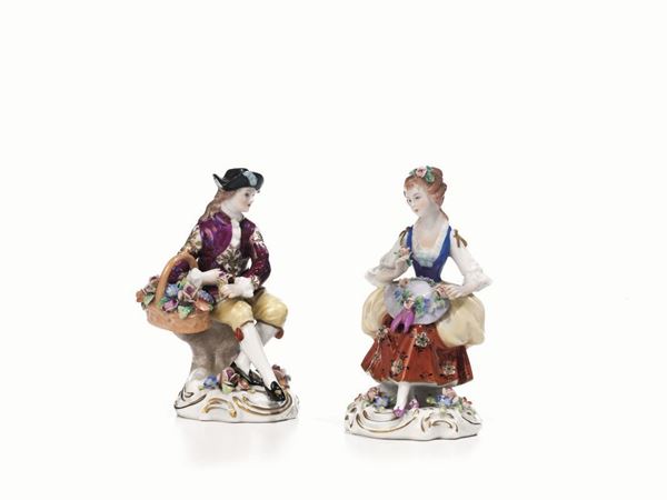   DUE STATUINE, MANIFATTURA DI SITZENDORF, SECOLO XIX 