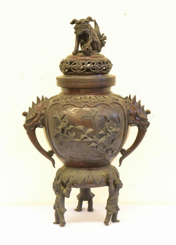  Incensiere, sec. XIX,  in bronzo traforato 