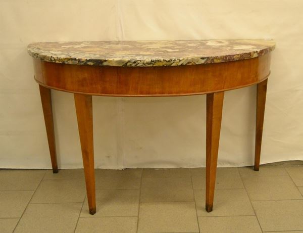  Console, Toscana, inizi sec. XIX,   in ciliegio, piano semicircolare 