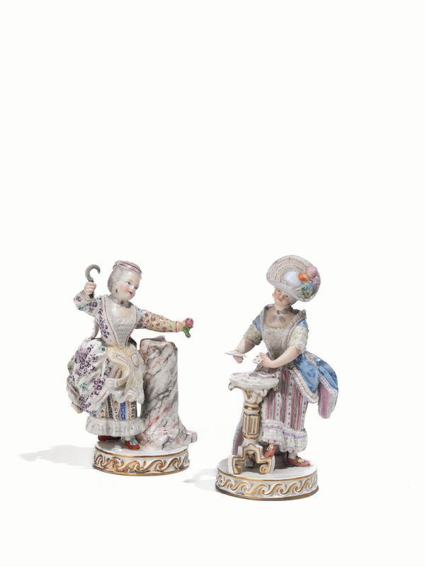   DUE STATUINE, MANIFATTURA DI MEISSEN SECOLO XIX 