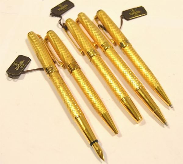 Quattro  penne biro ,in argento dorato 925 