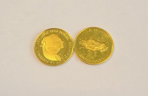  Due medaglie in oro 900/1000 