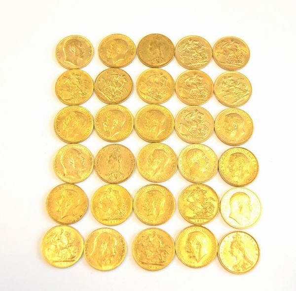  Trenta monete in oro   - Asta Gioielli, argenti, modernariato, mobili e dipinti - Poggio Bracciolini Casa d'Aste