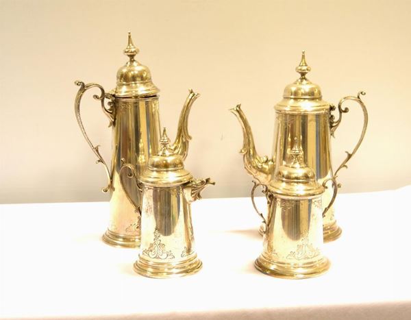  Servito da tÃ¨ e caffÃ¨ sec. XX , Brandimarte , in argento                    