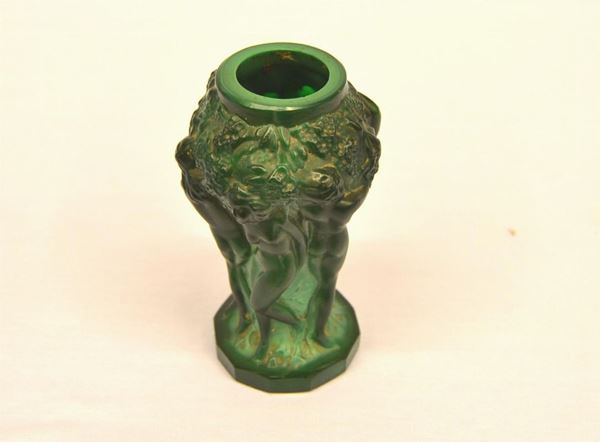  Vasetto,  art- decÃ² , Hoffman per Schlevogt in vetro malachite 