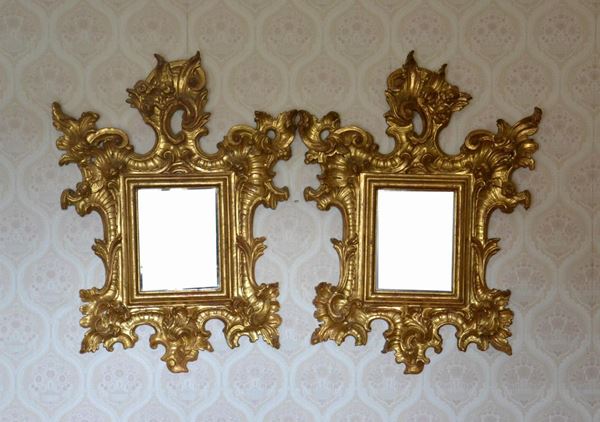  Coppia di specchiere, sec. XX,  in cornice