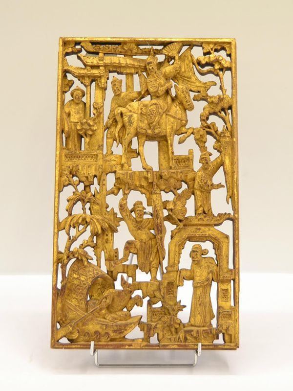  Pannello, Cina, sec. XIX,  in legno laccato e 