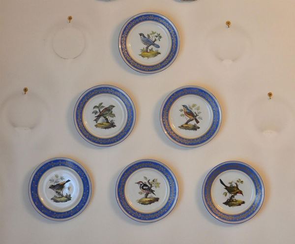  Sei piatti da parete, sec. XIX,  in porcellana,   - Asta Gioielli, argenti, modernariato, mobili e dipinti - Poggio Bracciolini Casa d'Aste