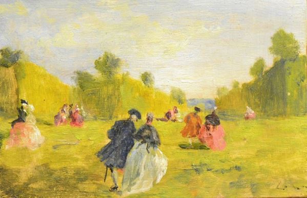 Scuola veneta, fine sec. XIX   - Asta Gioielli, argenti, modernariato, mobili e dipinti - Poggio Bracciolini Casa d'Aste