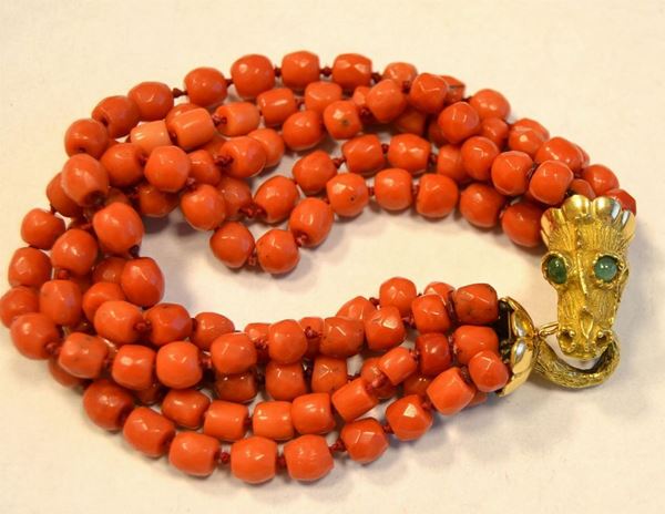 Braccialetto in oro e corallo  - Asta Antiquariato, Collezionismo & Gioielli - Poggio Bracciolini Casa d'Aste