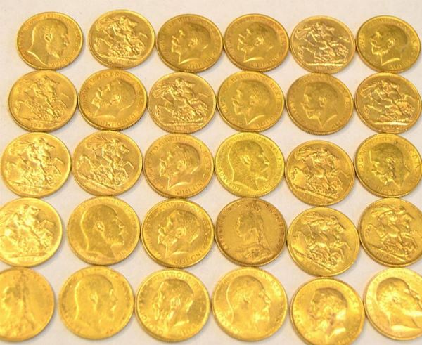 Trenta Sterline in oro , g 239,6 (30)  - Asta Antiquariato, Collezionismo & Gioielli - Poggio Bracciolini Casa d'Aste