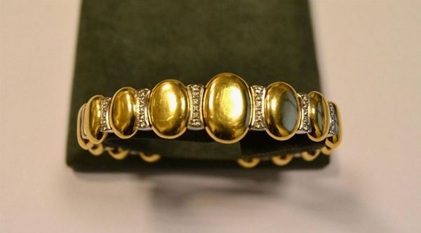 Bracciale in oro giallo,oro bianco e diamanti