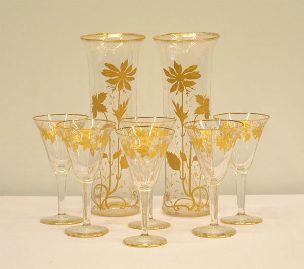 Coppia di vasi e sei bicchieri, sec. XX,  - Asta Antiquariato, Collezionismo & Gioielli - Poggio Bracciolini Casa d'Aste